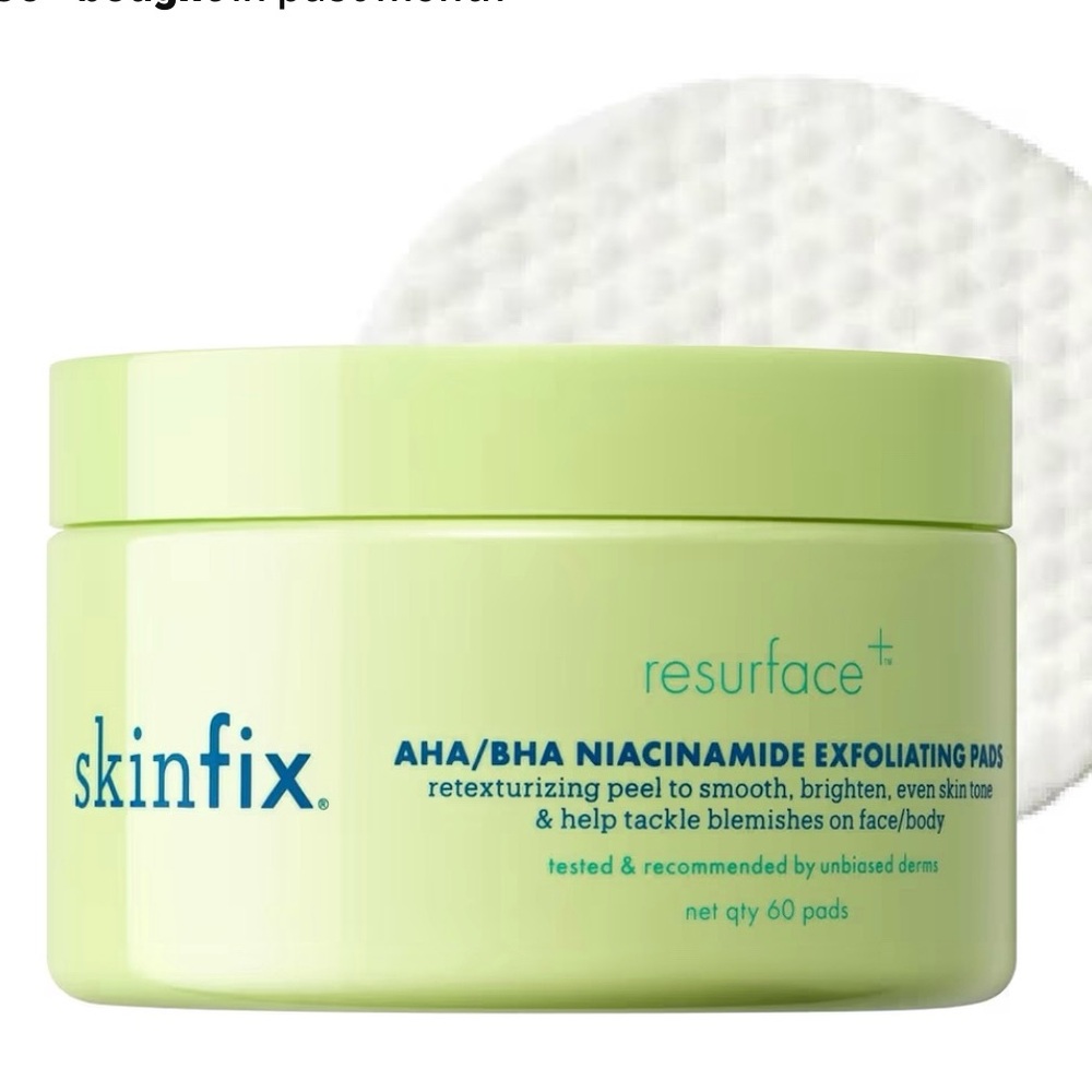 Brand New Skinfix AHA/BHA Niacinamide Exfoliating Pads, 60 wipes